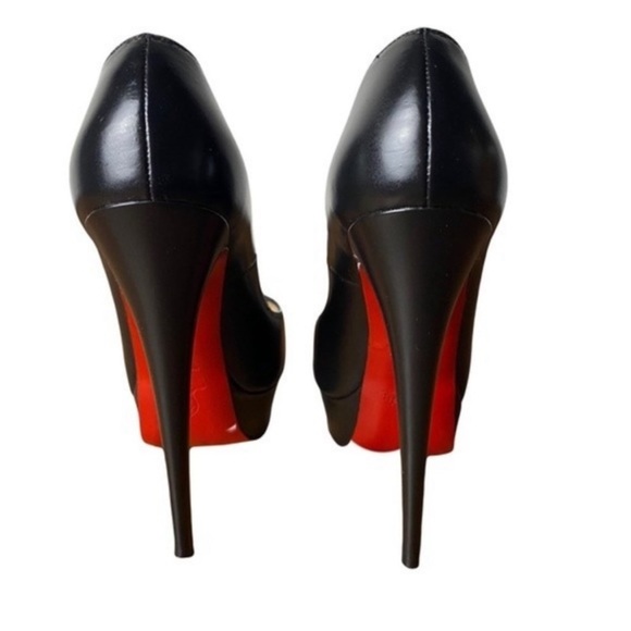 Christian Louboutin Black Lady Peep Heels Platform Peep Toe Stilettos Size 8 - Picture 6 of 16